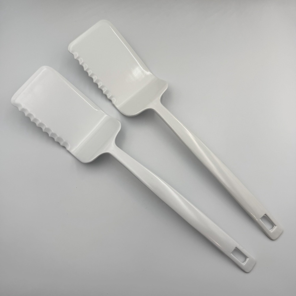 (2) Vintage COPCO White Melamine Serrated Spatula Turner Cooking Serving Utensil